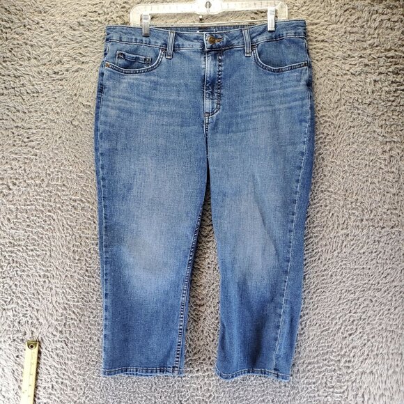 Lee Jeans Womens Size 16 Blue Mid Rise Regular Fit Capri Stretch Denim - Picture 1 of 11